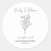 Baby in bloom l zoete erwtenzaden Baby shower Ronde Sticker (Voorkant)