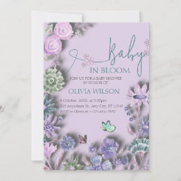 Baby in Bloom Lavendel Lila Bloemen Baby shower Kaart