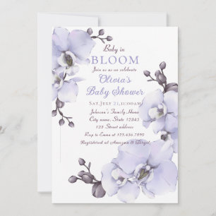 Baby in Bloom Lavendel Orchidee Baby Shower Uitnod Kaart