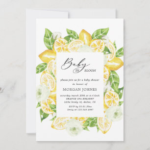 baby in bloom lemon bouquet baby shower Invitation