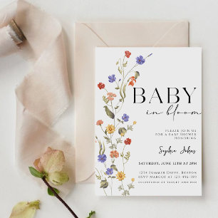Baby In Bloom Lente Zomer Wildflower Baby shower Kaart