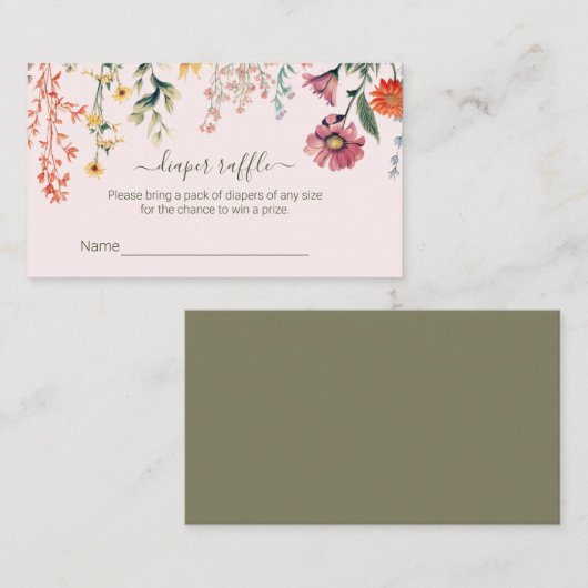 Baby in Bloom Luier Raffle Tickets Behuizing Informatiekaartje (Voorkant / Achterkant)