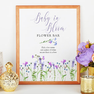 Baby in Bloom Paarse Wilde Bloembalk Poster
