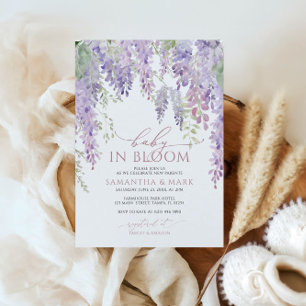 Baby in Bloom Paarse Wisteria Baby shower Kaart