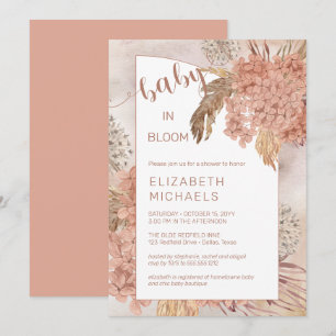 Baby in Bloom Pampas Grass en Hydrangeas Shower Kaart