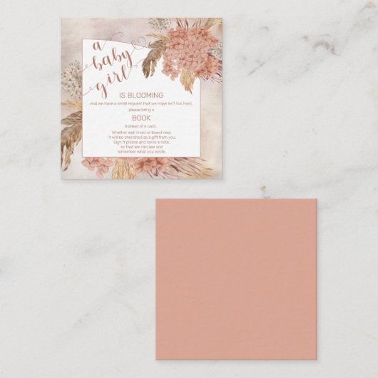 Baby in Bloom Pampas Grass Hydrangea Book Request Informatiekaartje (Voorkant / Achterkant)