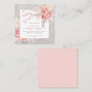 Baby in Bloom Pampas Grass Roze Roos Luier Raffle Informatiekaartje
