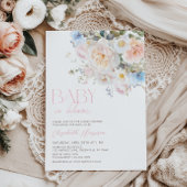 Baby in Bloom Pastel Floral Baby shower Uitnodigin Kaart