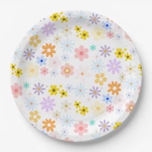 Baby in Bloom Pastel Floral Retro Baby shower Papieren Bordje