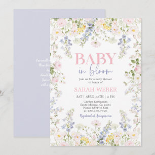 Baby in Bloom Pastel Wilde Bloemen Baby Shower Kaart