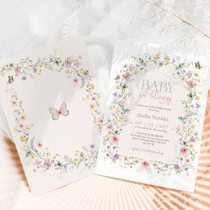 Baby in Bloom Pastel Wildflower Baby shower Kaart