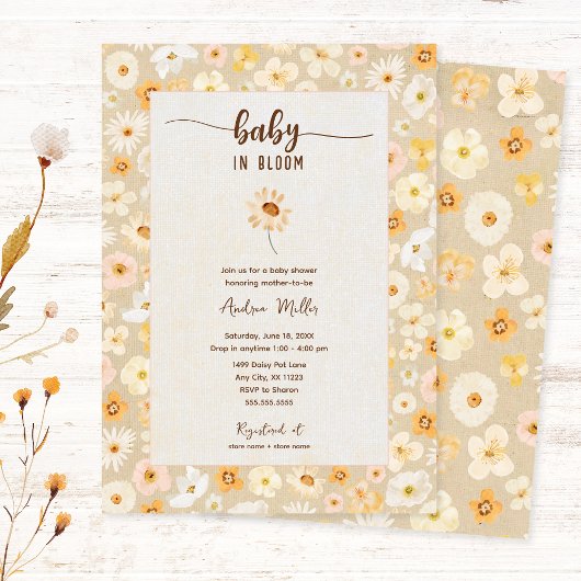 Baby in Bloom persbloemen Uitnodiging