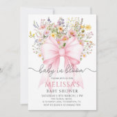 Baby in Bloom Pink Bow Baby shower Invitation (Devant)