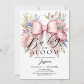 Baby in Bloom Pink Bow Baby shower Invitation (Devant)