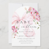 Baby In Bloom Pink Bow Baby Shower Invitation Kaart (Voorkant)