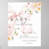 Baby in Bloom Pink Bow Baby shower Welkom Poster (Voorkant)