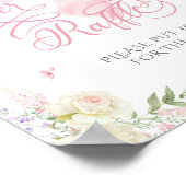 Baby in Bloom Pink Bow Bloemen Luier Raffle Poster (Hoek)