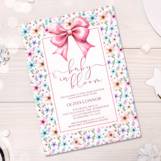 Baby in Bloom Pink Bow Bloemen Meisje Baby shower Kaart