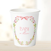 Baby in Bloom Pink Bow Floral Garden Baby Shower Papieren Bekers