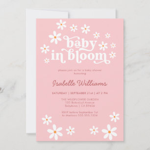 Baby in Bloom Pink Daisy Baby shower Invitation Kaart