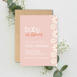 Baby in Bloom Pink Daisy Baby shower Invitation Kaart