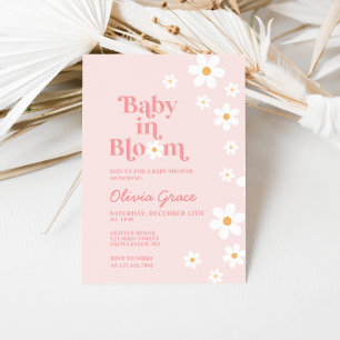 Baby in Bloom Pink Daisy Baby shower Invitation Kaart