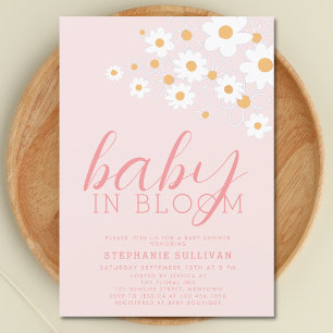 Baby in Bloom Pink Daisy Baby shower Kaart