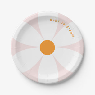 Baby in Bloom Pink Daisy Baby shower Papieren Bordje
