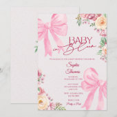 Baby in Bloom Pink Floral Baby Shower Invitation (Devant / Derrière)