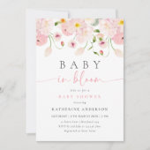 Baby In Bloom Pink Floral Baby Shower Invitation (Devant)