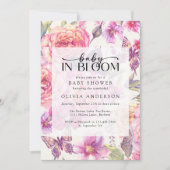 Baby in Bloom Pink Floral Baby shower Kaart (Voorkant)