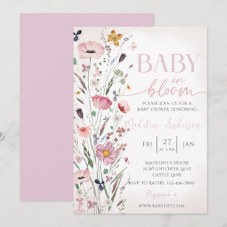 Baby in Bloom Pink Wildflower Baby shower Kaart