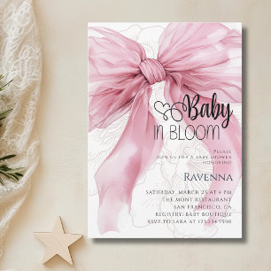 Baby in Bloom Preppy Boog Roze Bloemige Baby Borre Kaart