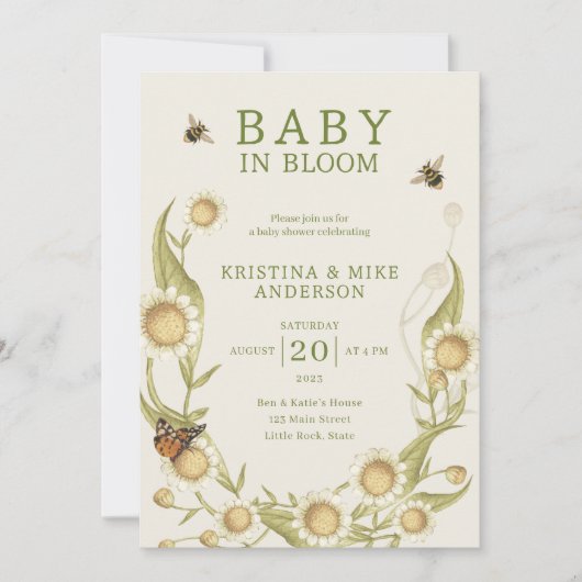 Baby in Bloom QR Code Douche Invitation (Devant)
