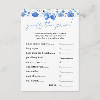 Baby in Bloom Raad de Prijs Spel Baby Shower Informatiekaartje