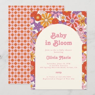 Baby in Bloom Retro Moppige Bloemige Babyborrel Kaart