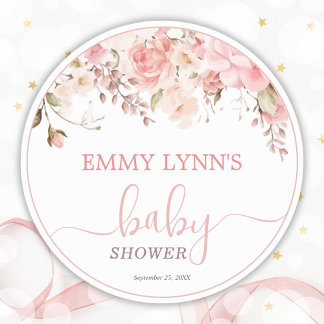 Baby In Bloom Roze Baby Shower Ronde Sticker