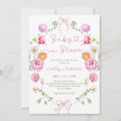 Baby in Bloom Roze Bloem Boog Baby Shower Kaart (Voorkant)