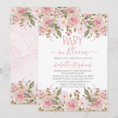 Baby in Bloom Roze Bloemen Baby Shower Kaart (Voorkant / Achterkant)