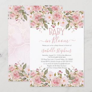 Baby in Bloom Roze Bloemen Baby Shower Kaart