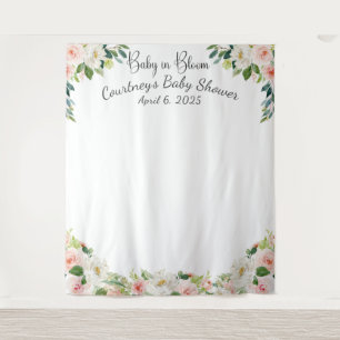 Baby in Bloom Roze Bloemen Baby Shower Wandtapijt Wandkleed