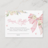 Baby in Bloom Roze Bow Bloemen Luier Raffle Ticket Informatiekaartje (Voorkant)