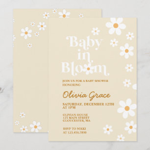Baby in Bloom roze Daisy baby shower uitnodiging