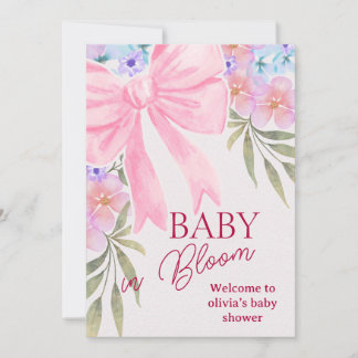 Baby in Bloom Roze Lint Bloemen Baby Shower Uitnod Kaart