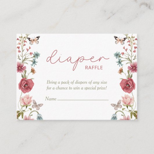 Baby in Bloom Roze Luier Raffle Baby shower Informatiekaartje (Voorkant)