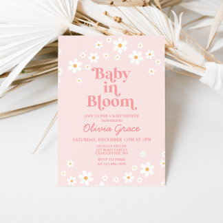 Baby in Bloom Roze Madeliefje Baby Shower Uitnodig Kaart