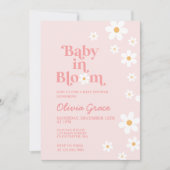 Baby in Bloom Roze Madeliefje Baby Shower Uitnodig Kaart (Voorkant)