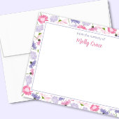 Baby in Bloom Roze Paarse Wildflower Nieuwe Baby M Bedankkaart