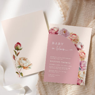 Baby In Bloom Roze Pioenboog Baby Shower Kaart