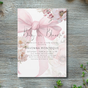 Baby in Bloom Roze Preppy Bloemboog Baby Shower Kaart